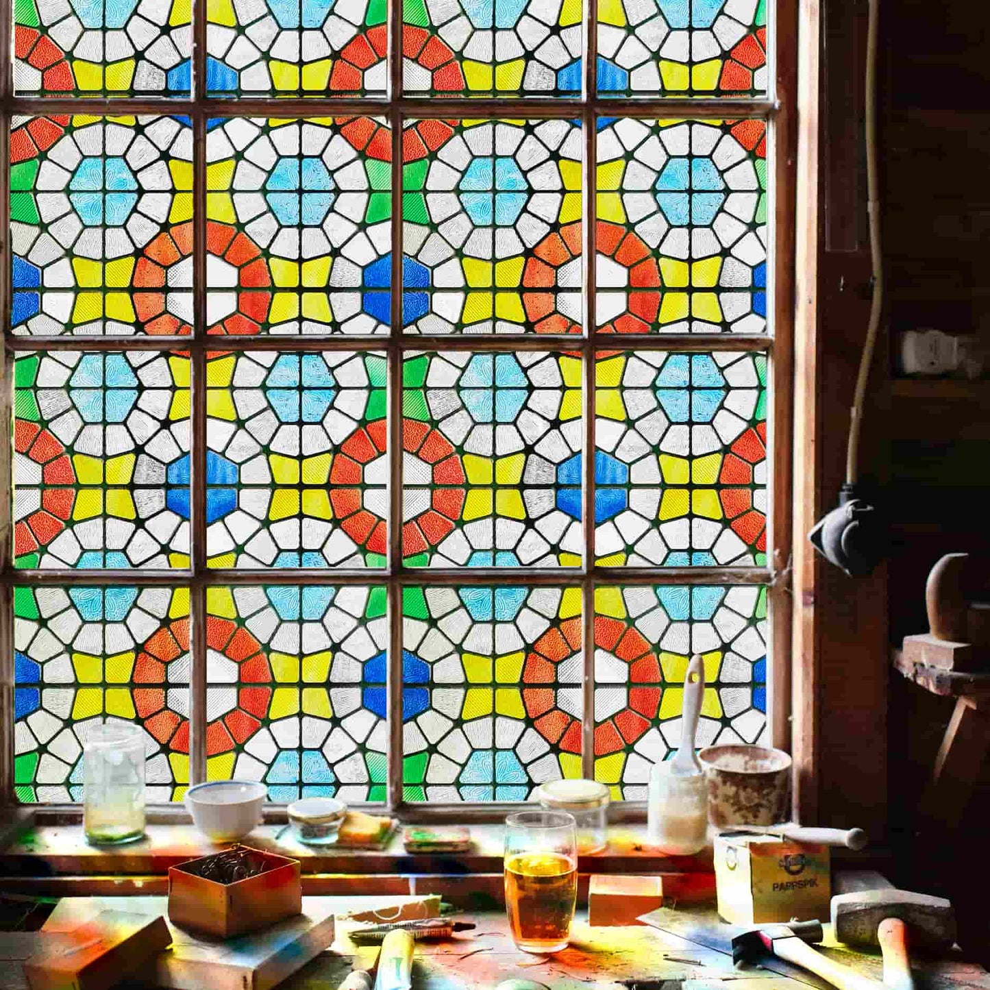 ADD.HERES West Grace 3D Stained Glass Window Film Static Cling
