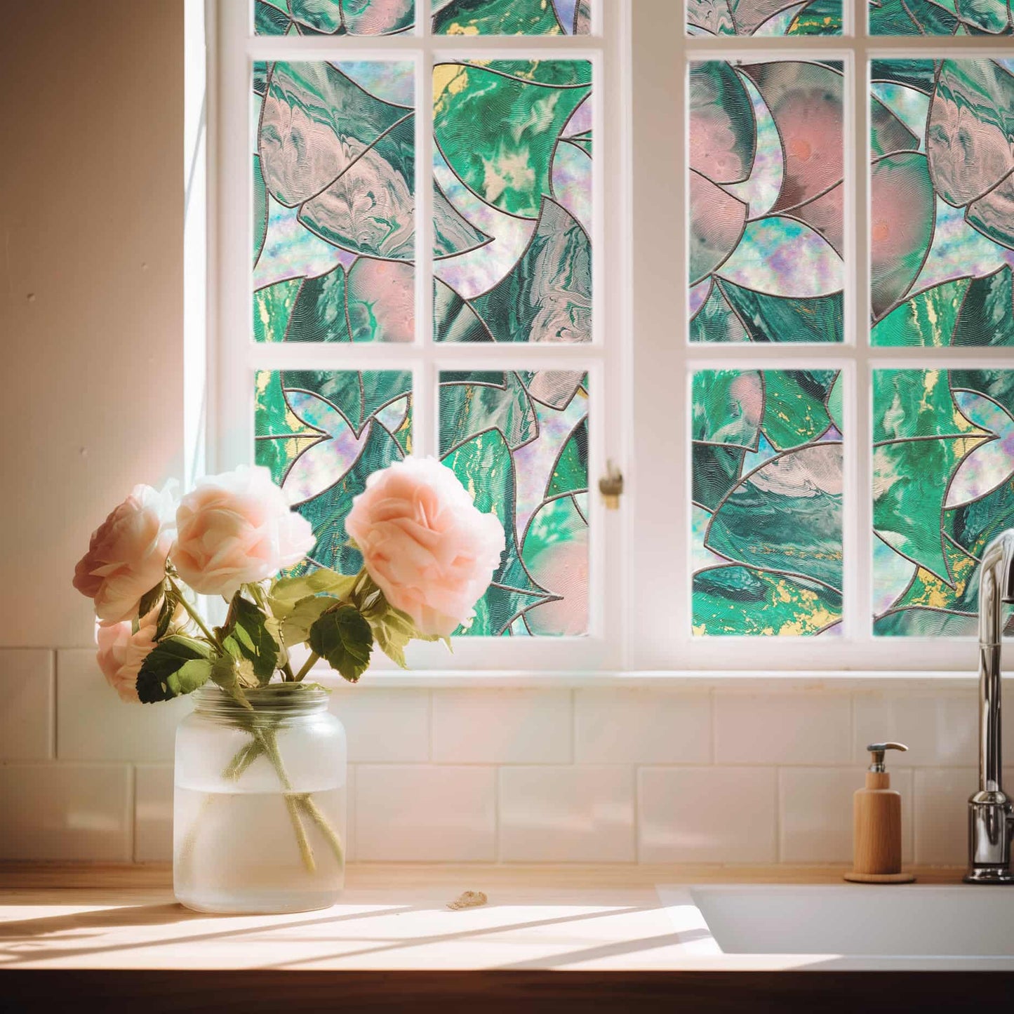 ADD.HERES Whispering Dreams 3D Stained Glass Window Film Static Cling