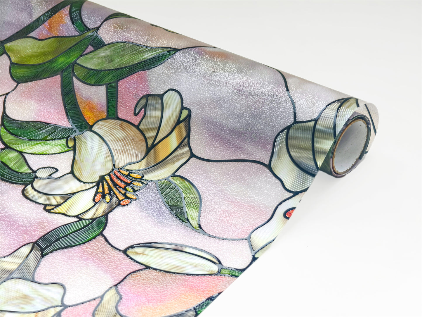 ADD.HERES White Lily 3D Stained Glass Window Film Static Cling