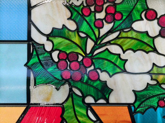 ADD.HERES Holly 3D Stained Glass Window Film Static Cling