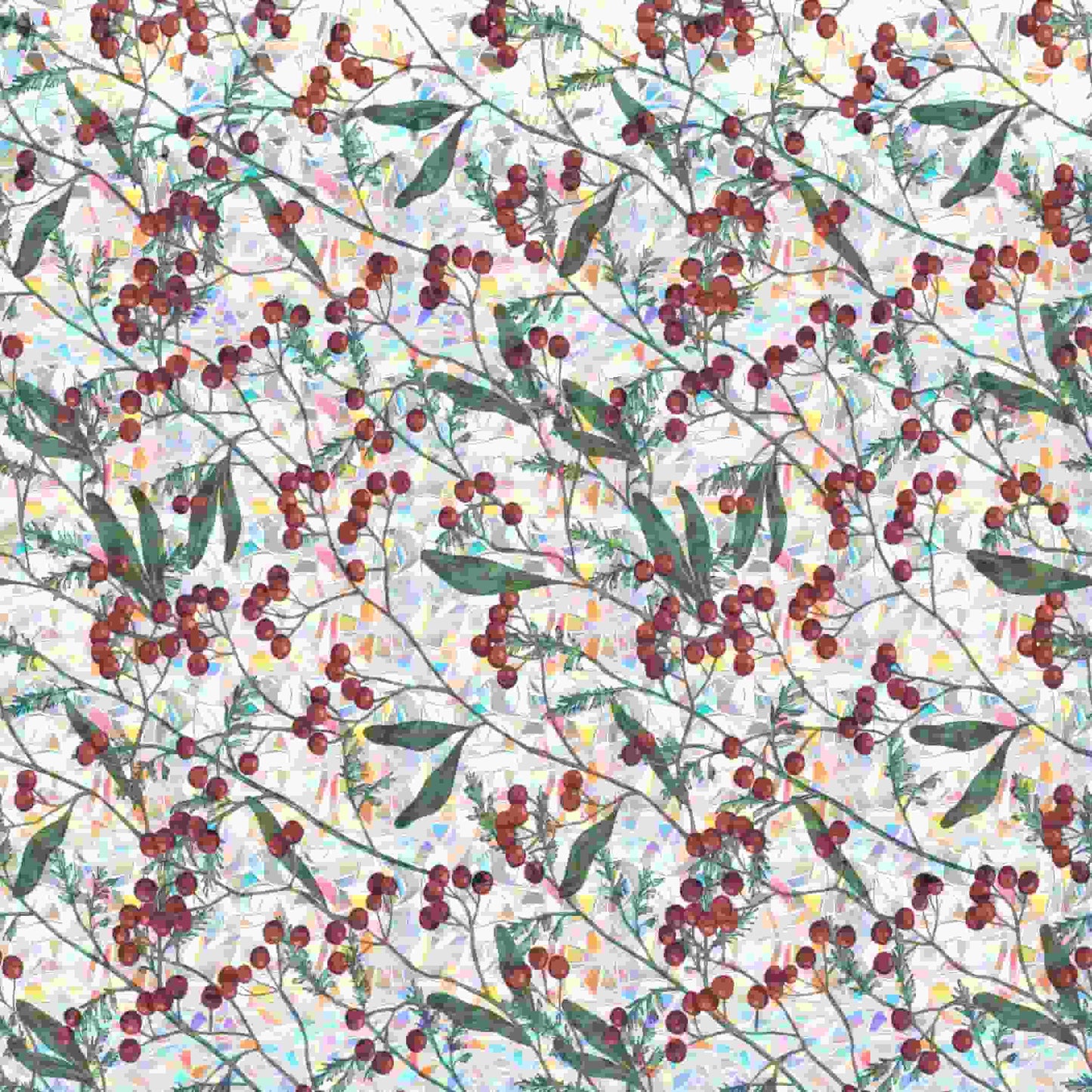 ADD.HERES Winter Berries 3D Stained Glass Window Film Static Cling
