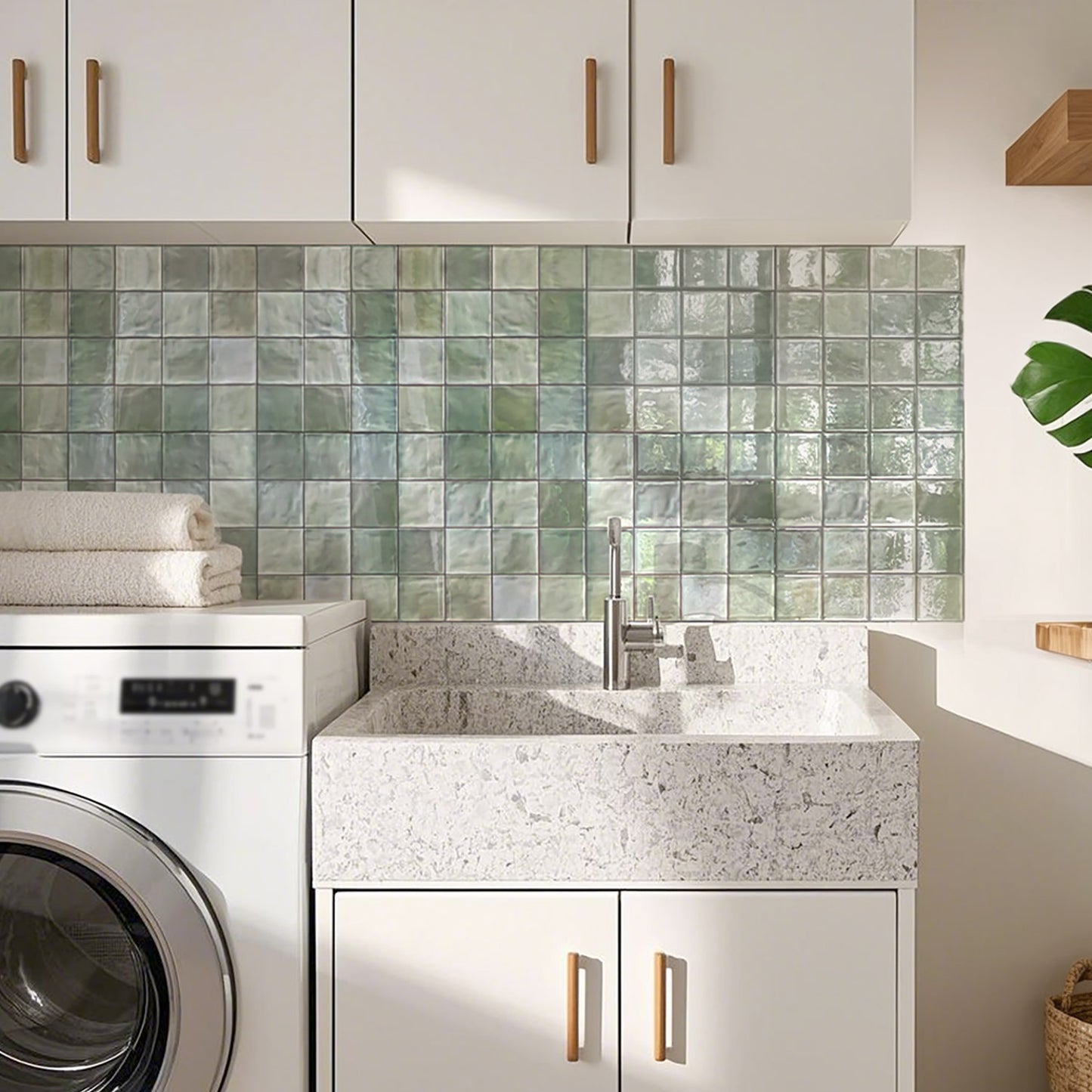 ADD.HERES Spring Moss Green Peel and Stick Backsplash Self-Adhesive 5 Sheets