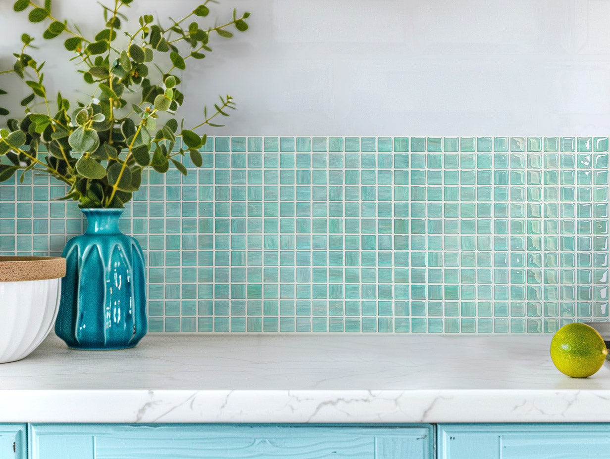 ADD.HERES Mosaic Ocean Sapphire Peel and Stick Backsplash Self-Adhesive 5 Sheets