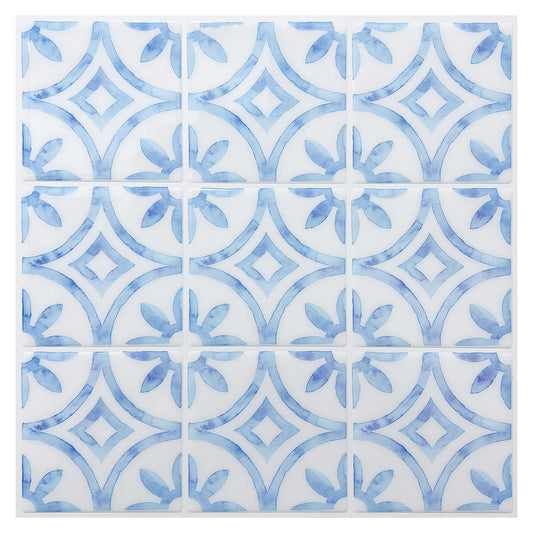 ADD.HERES Blue and White Porcelain Peel and Stick Backsplash Self-Adhesive 5 Sheets
