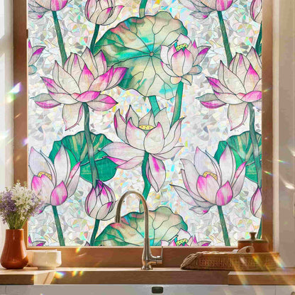 ADD.HERES Lotus‌ 3D Stained Glass Window Film Static Cling