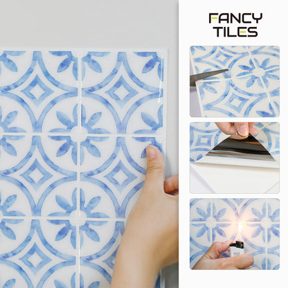 ADD.HERES Blue and White Porcelain Peel and Stick Backsplash Self-Adhesive 5 Sheets