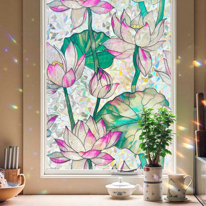 ADD.HERES Lotus‌ 3D Stained Glass Window Film Static Cling