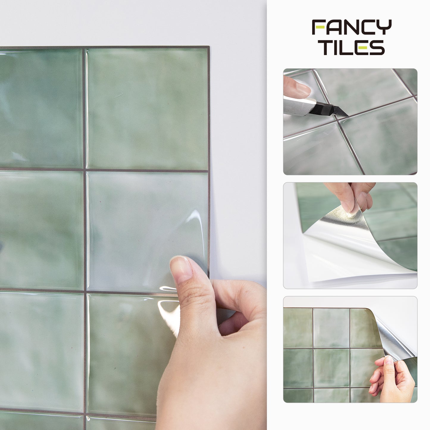 ADD.HERES Spring Moss Green Peel and Stick Backsplash Self-Adhesive 5 Sheets