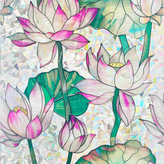 ADD.HERES Lotus‌ 3D Stained Glass Window Film Static Cling