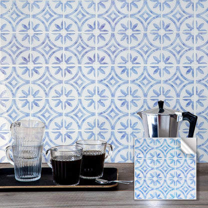 ADD.HERES Blue and White Porcelain Peel and Stick Backsplash Self-Adhesive 5 Sheets