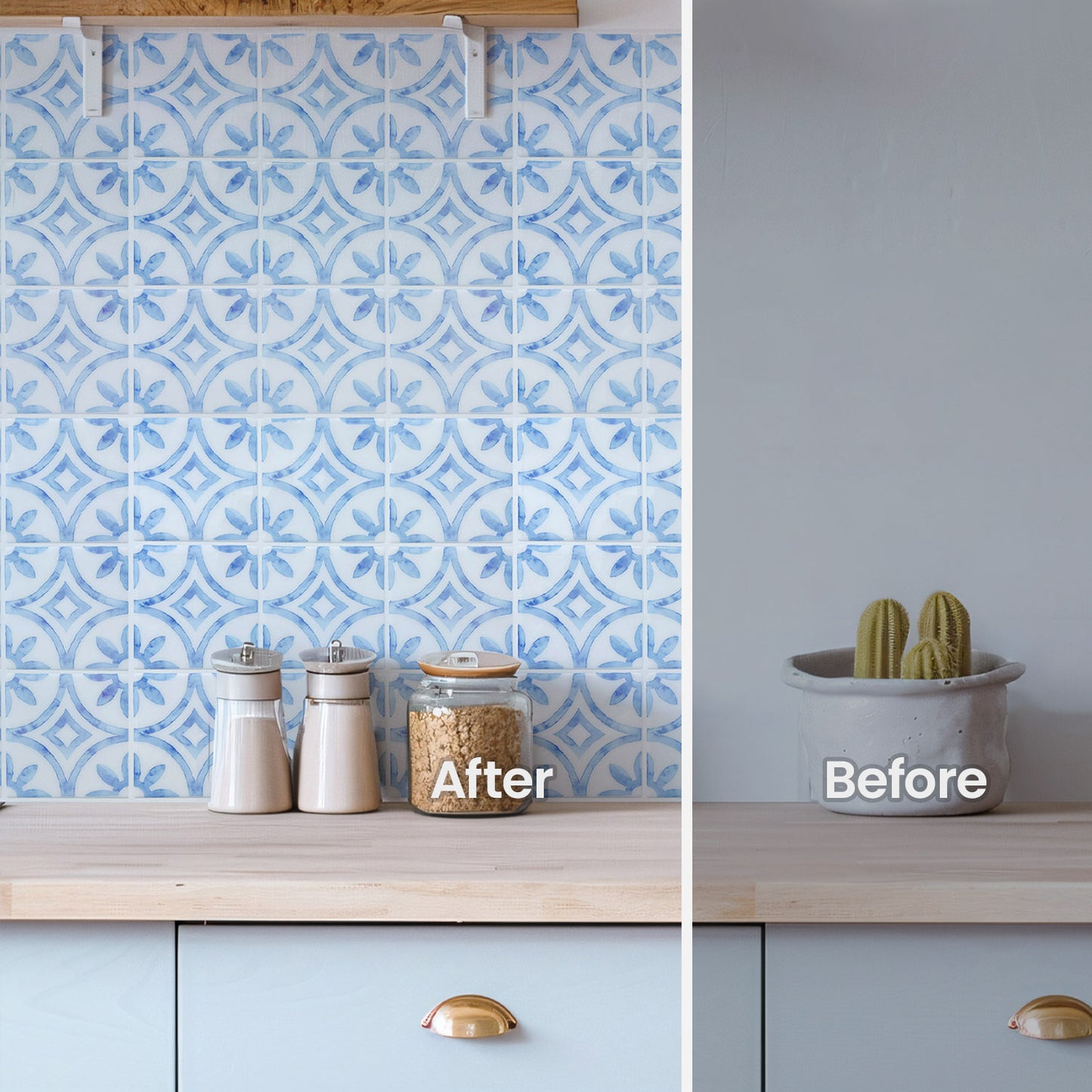 ADD.HERES Blue and White Porcelain Peel and Stick Backsplash Self-Adhesive 5 Sheets