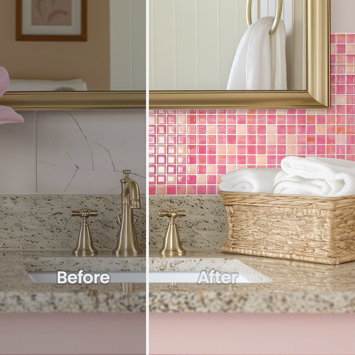 ADD.HERES Pink Morocco Peel and Stick Backsplash Self-Adhesive 5 Sheets