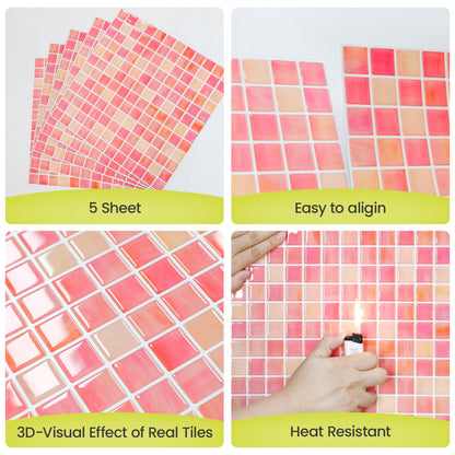 ADD.HERES Pink Morocco Peel and Stick Backsplash Self-Adhesive 5 Sheets