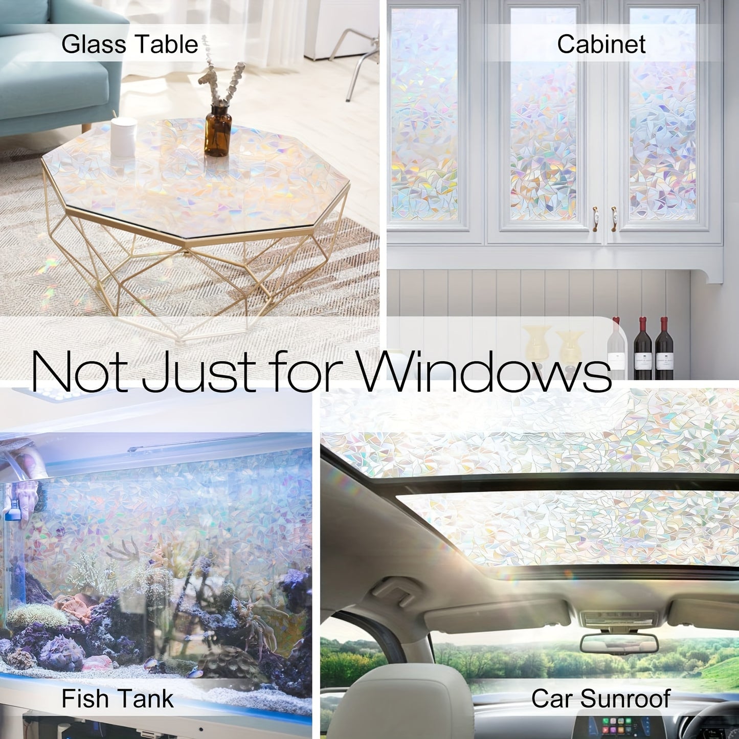 ADD.HERES Colorful Rainbow Laser Privacy Window Film Static Cling