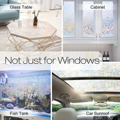 ADD.HERES Colorful Rainbow Laser Privacy Window Film Static Cling