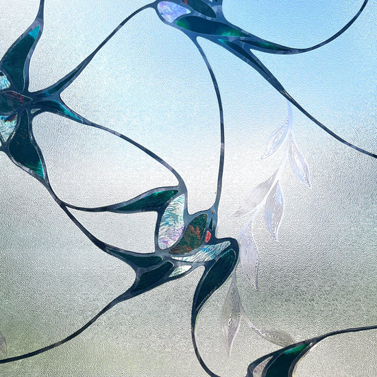 ADD.HERES Swallow Stained Glass Window Film Static Cling