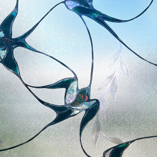 ADD.HERES Swallow Stained Glass Window Film Static Cling