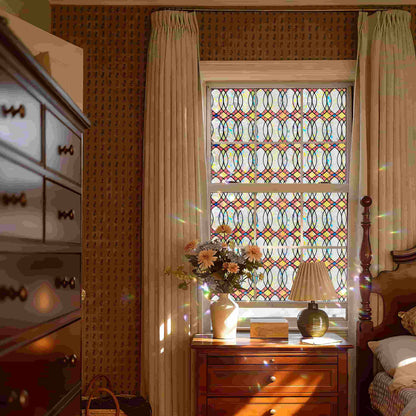 ADD.HERES Amber Flowing Light 3D Stained Glass Window Film Static Cling