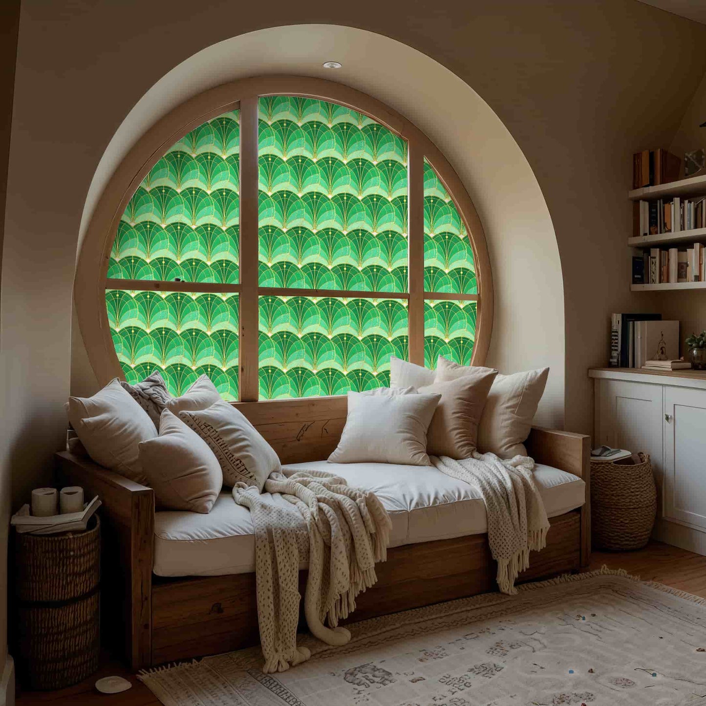 ADD.HERES Aqua Luster 3D Stained Glass Window Film Static Cling