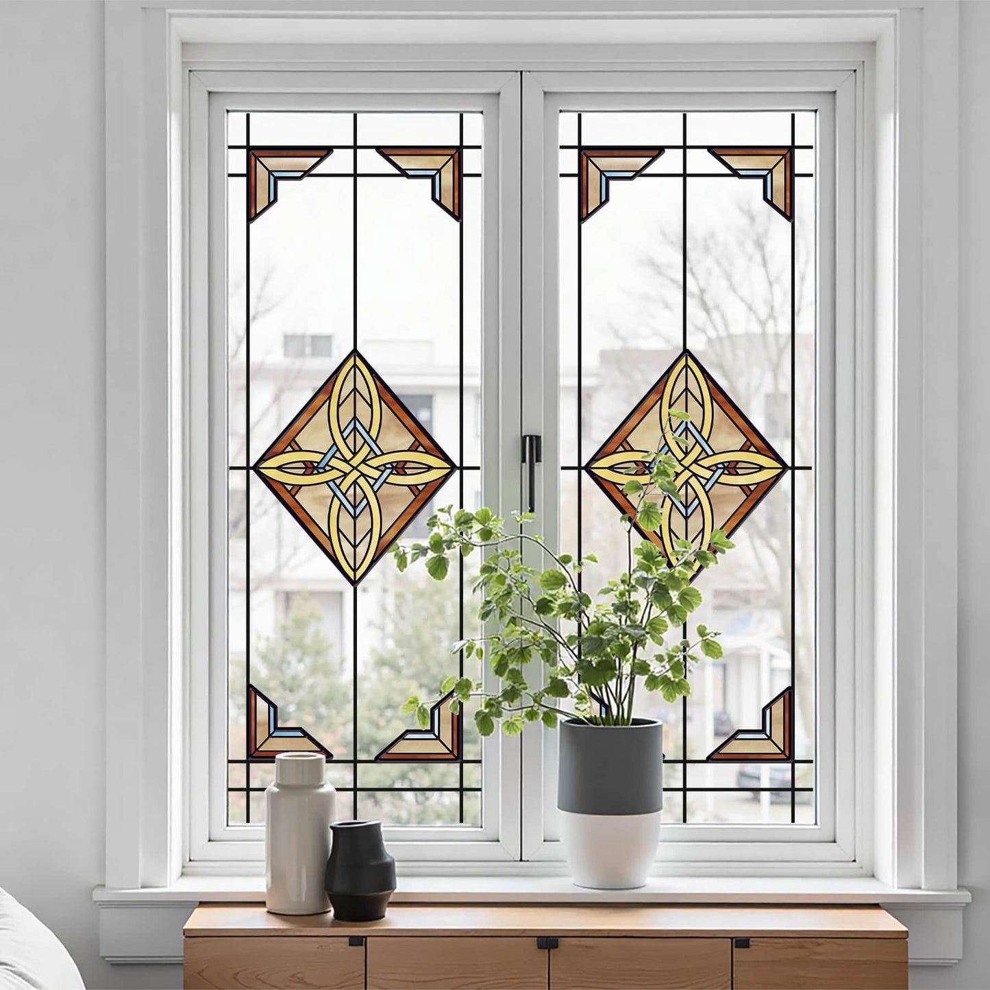 ADD.HERES Aurora's Knot 3D Stained Glass Window Film Static Cling