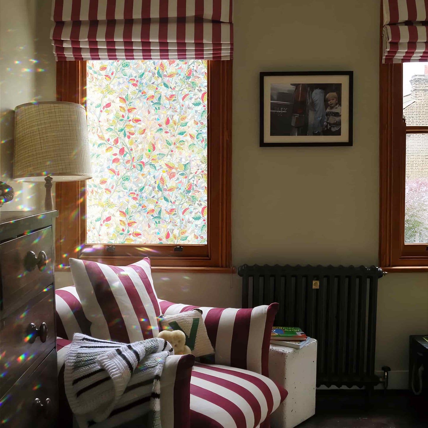 ADD.HERES Autumn Leaf Fantasy 3D Stained Glass Window Film Static Cling