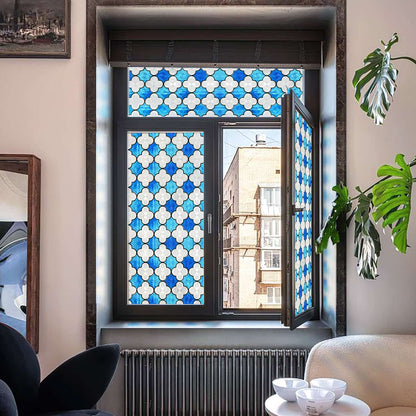 ADD.HERES Canglang Pavilion Blue 3D Stained Glass Window Film Static Cling