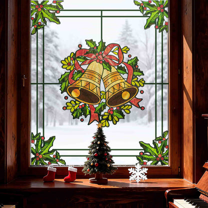 ADD.HERES Christmas Bells 3D Stained Glass Window Film Static Cling