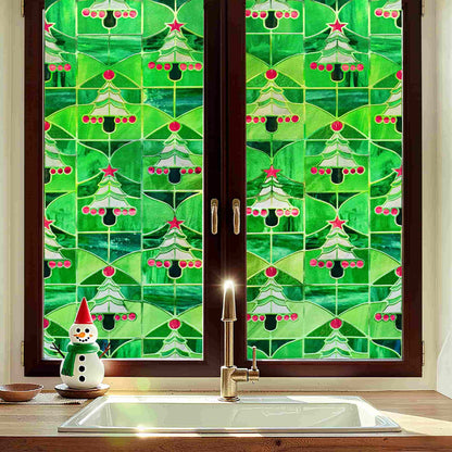 ADD.HERES Christmas Forest 3D Stained Glass Window Film Static Cling