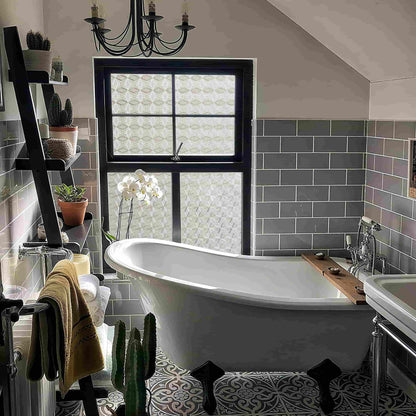 ADD.HERES Diamond-Shaped Flower 3D Stained Glass Window Film Static Cling