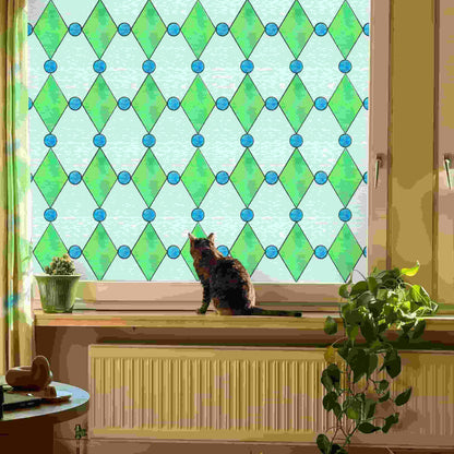 ADD.HERES Diamond Lattice 3D Stained Glass Window Film Static Cling