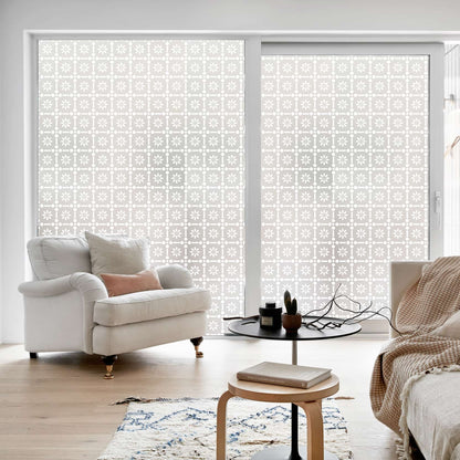 ADD.HERES Floral Grid‌ 3D Stained Glass Window Film Static Cling