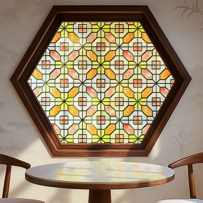 ADD.HERES Grid Order 3D Stained Glass Window Film Static Cling
