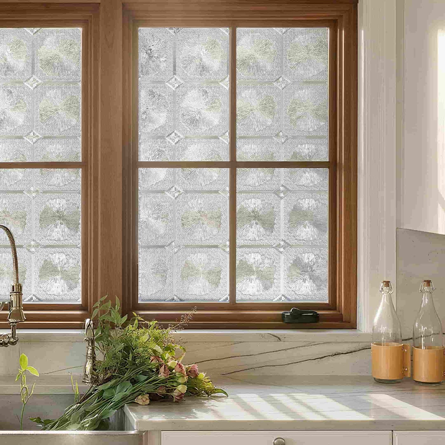 ADD.HERES Lotus Leaf 3D Stained Glass Window Film Static Cling