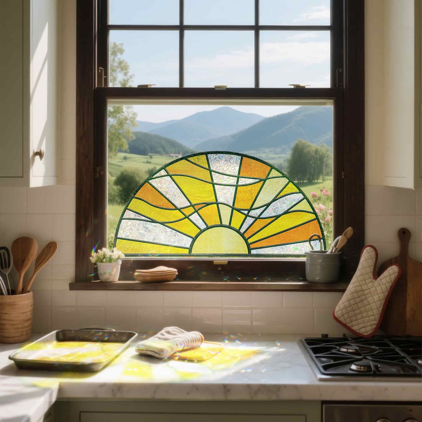 ADD.HERES Sunshine Catcher 3D Stained Glass Window Film Static Cling
