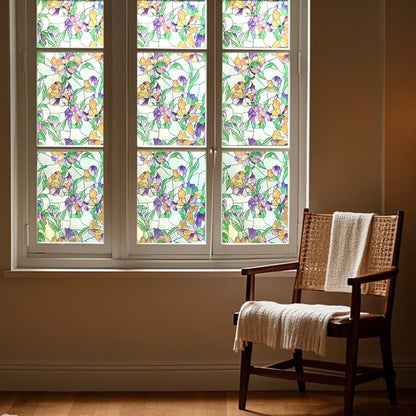 ADD.HERES Viola tricolor 3D Stained Glass Window Film Static Cling