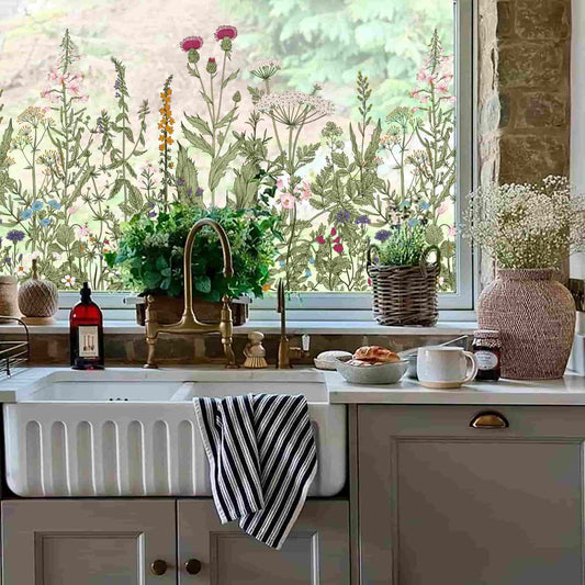 ADD.HERES Wildflower Reverie‌ 3D Stained Glass Window Film Static Cling