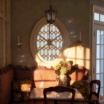 ADD.HERES Amber Flowing Light 3D Stained Glass Window Film Static Cling