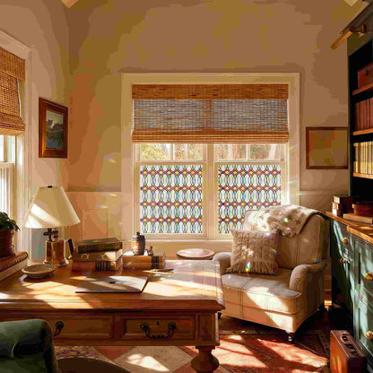 ADD.HERES Amber Flowing Light 3D Stained Glass Window Film Static Cling