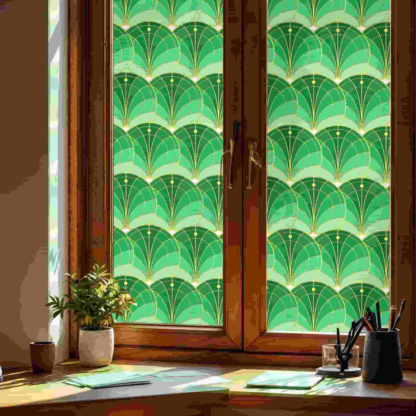ADD.HERES Aqua Luster 3D Stained Glass Window Film Static Cling