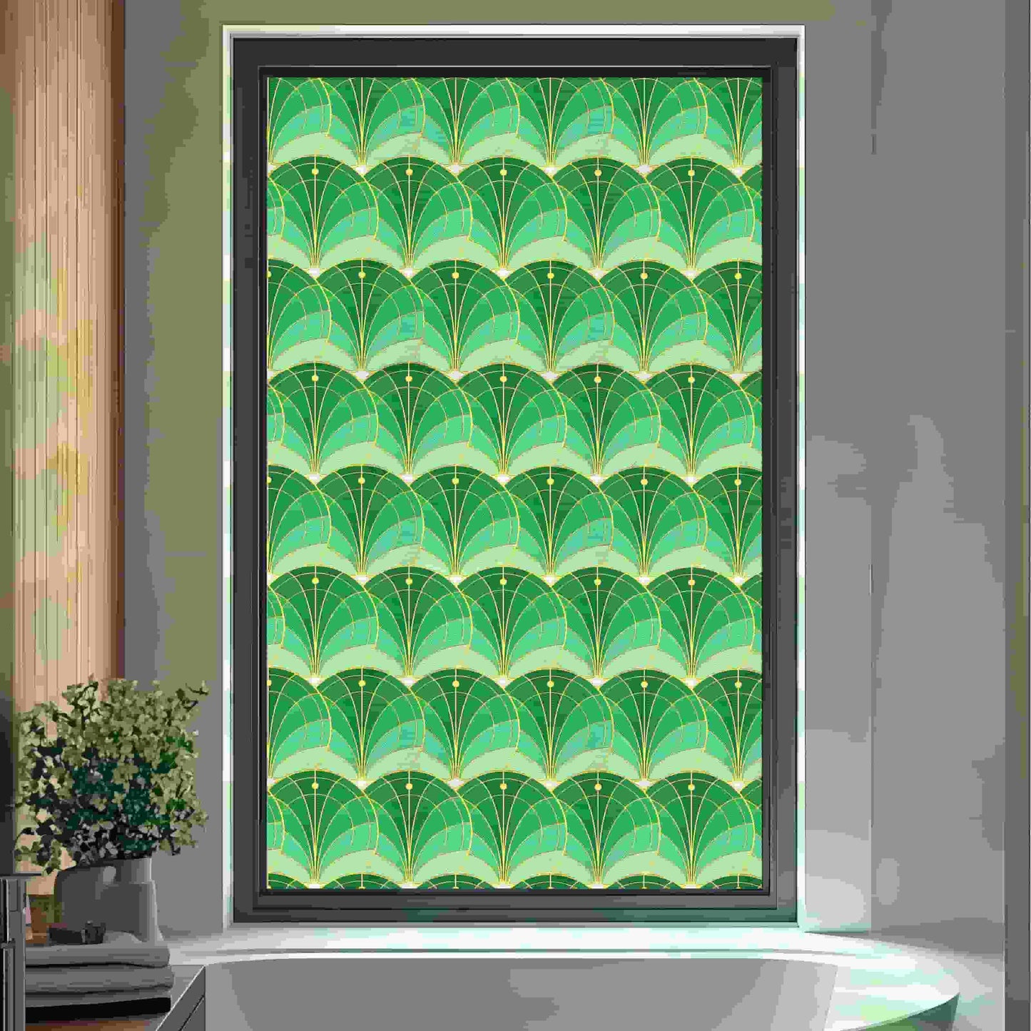 ADD.HERES Aqua Luster 3D Stained Glass Window Film Static Cling
