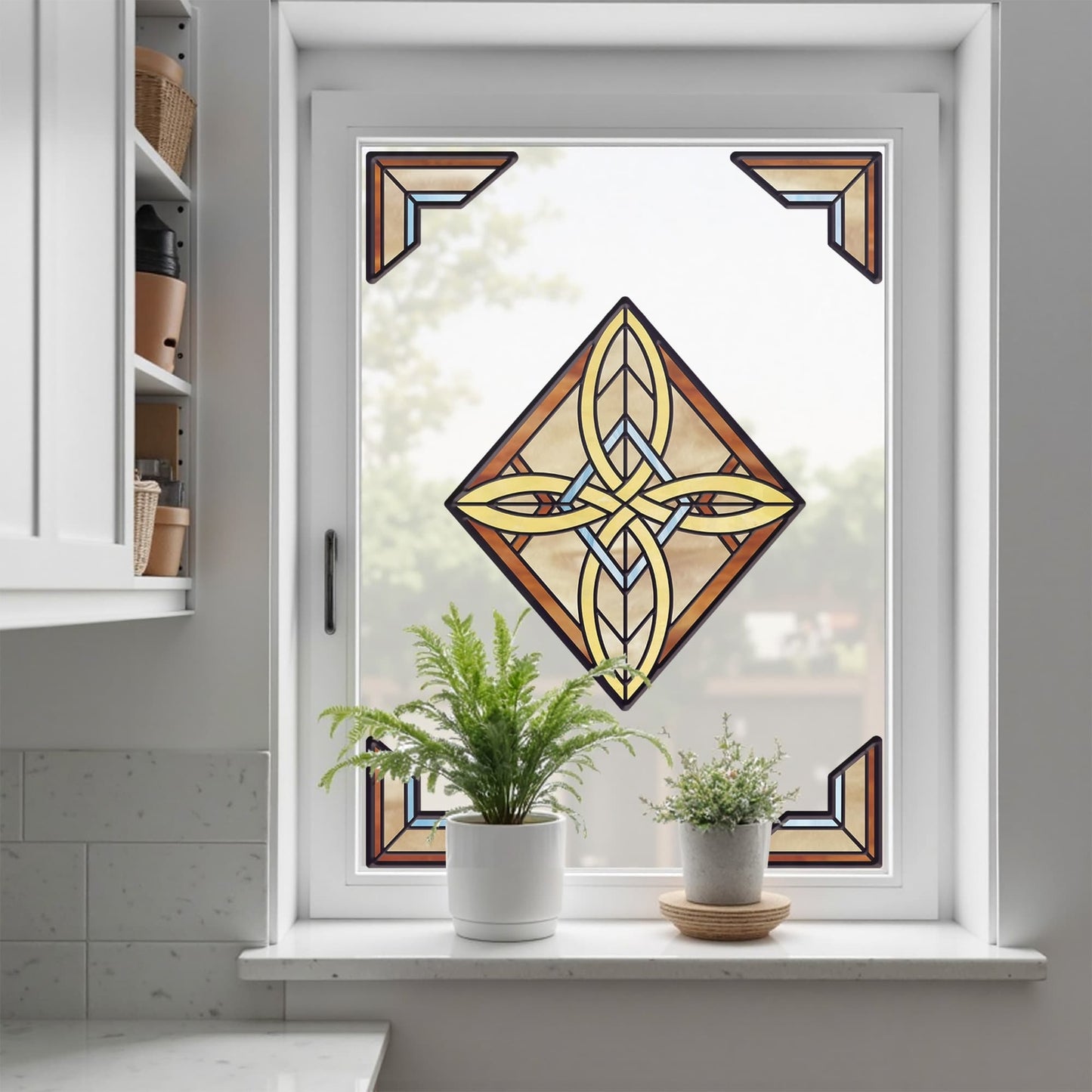 ADD.HERES Aurora's Knot 3D Stained Glass Window Film Static Cling