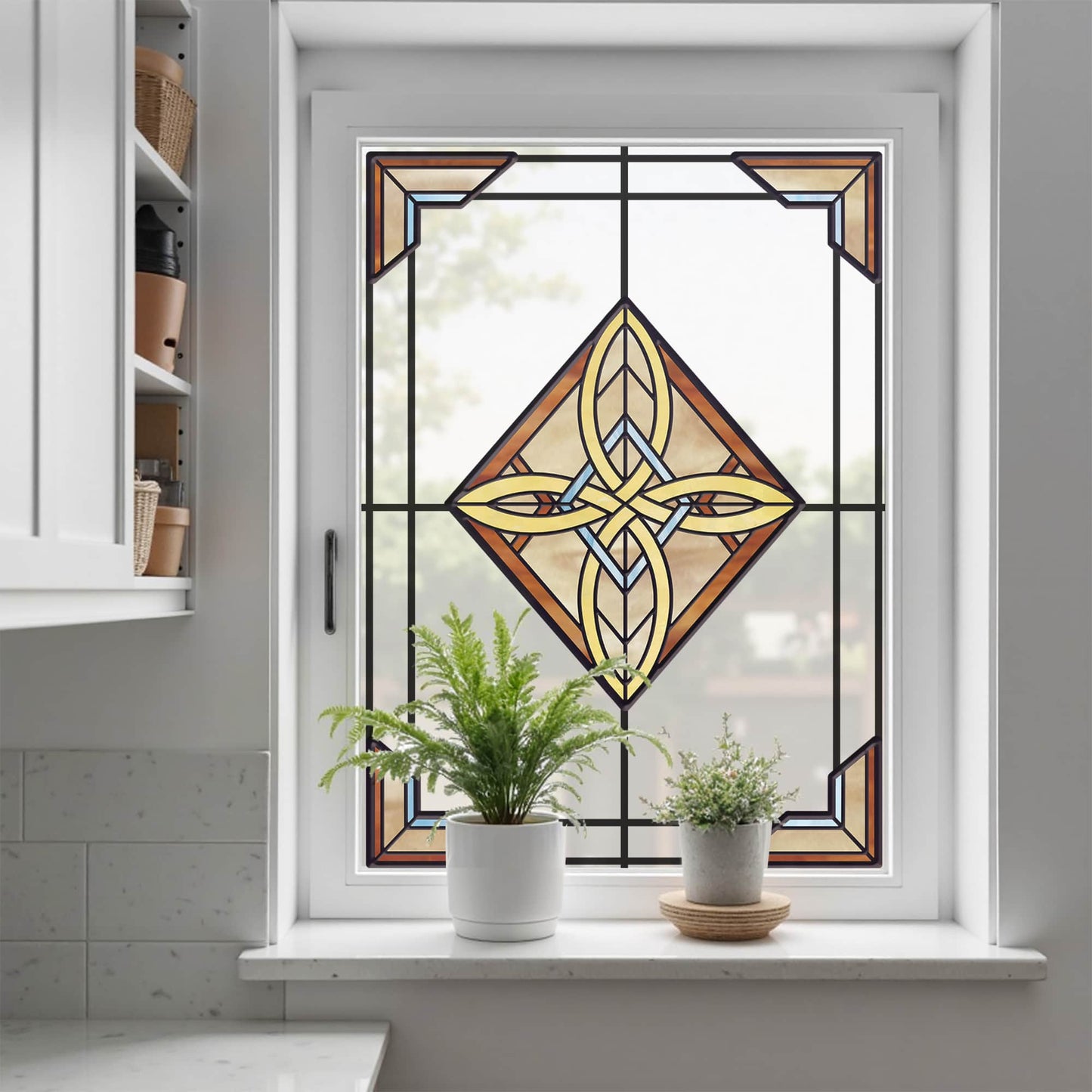 ADD.HERES Aurora's Knot 3D Stained Glass Window Film Static Cling
