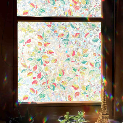 ADD.HERES Autumn Leaf Fantasy 3D Stained Glass Window Film Static Cling