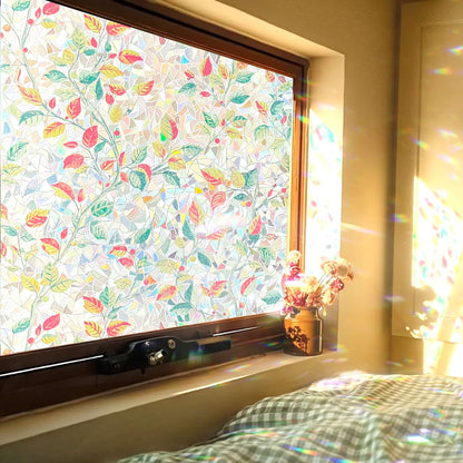 ADD.HERES Autumn Leaf Fantasy 3D Stained Glass Window Film Static Cling