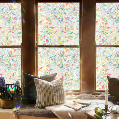 ADD.HERES Autumn Leaf Fantasy 3D Stained Glass Window Film Static Cling