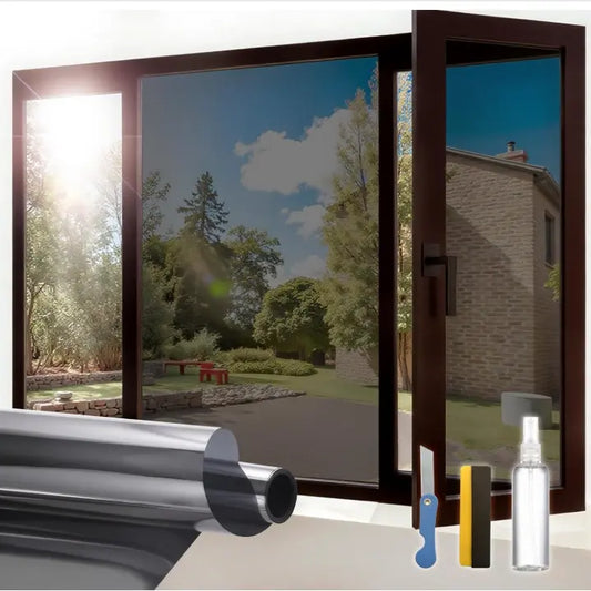 ADD.HERES Black Silver One Way Solar Control Window Film Static Cling