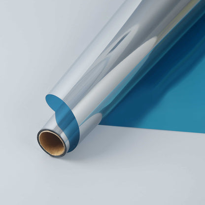 ADD.HERES Blue Silver One Way Solar Control Window Film Static Cling