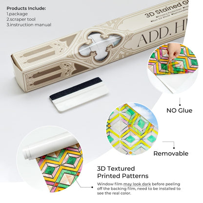 ADD.HERES Budapest 3D Stained Glass Window Film Static Cling