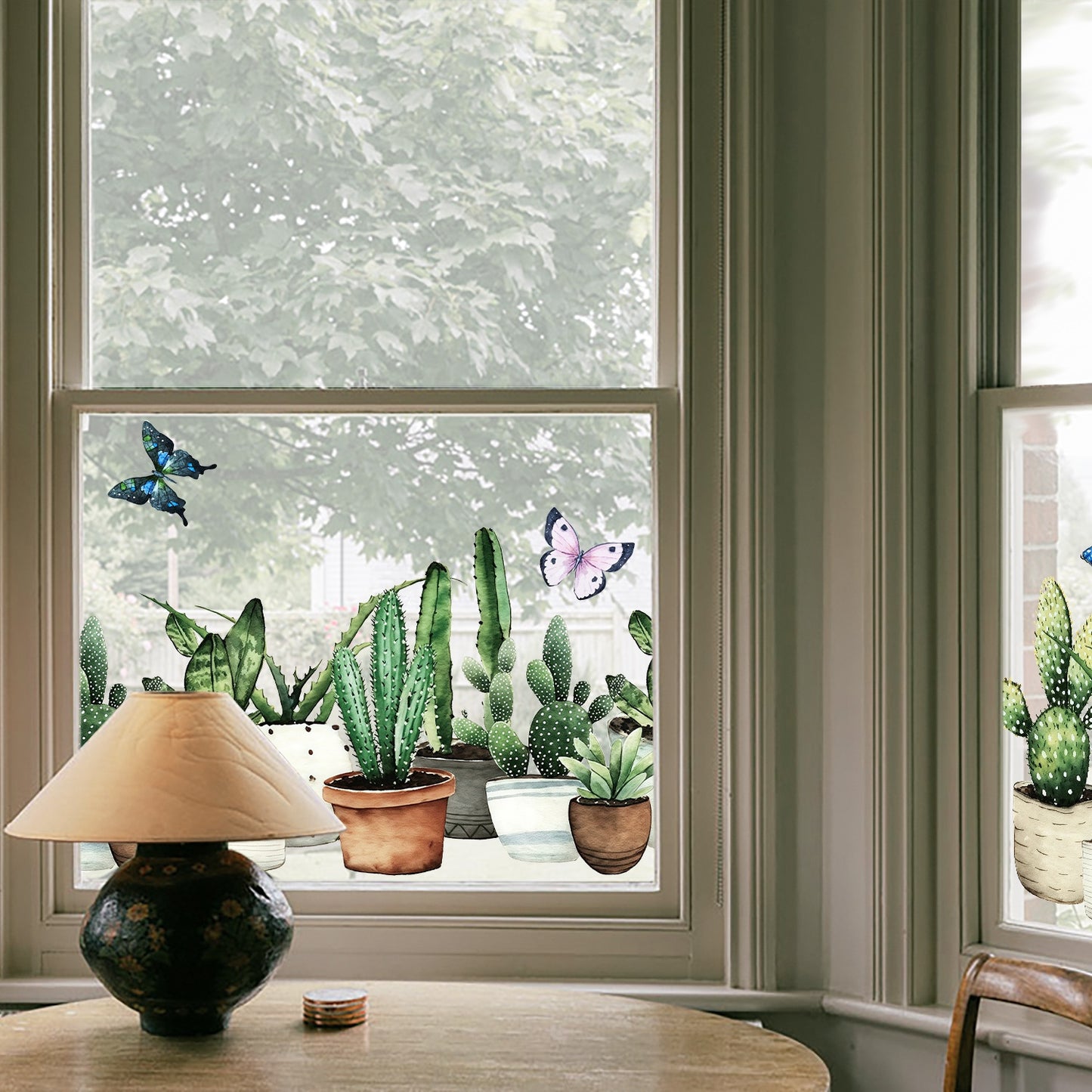 ADD.HERES  Cactus Garden 3D Stained Glass Window Film Static Cling