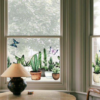 ADD.HERES  Cactus Garden 3D Stained Glass Window Film Static Cling